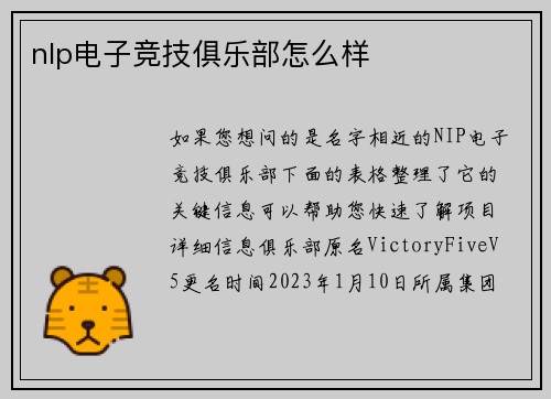 nlp电子竞技俱乐部怎么样